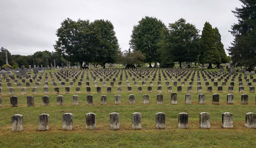 Rows of stones for the unknown at Johnstown